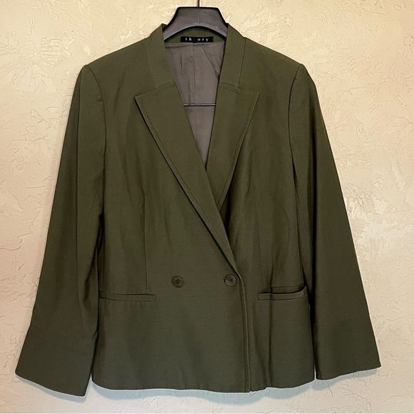 Theory Fitted Blazer Olive Green - Picture 1 of 6